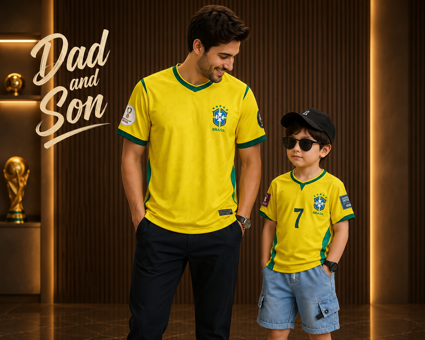 বাবা ছেলে 2 পিস কম্বো টি শার্ট Brazil jercy