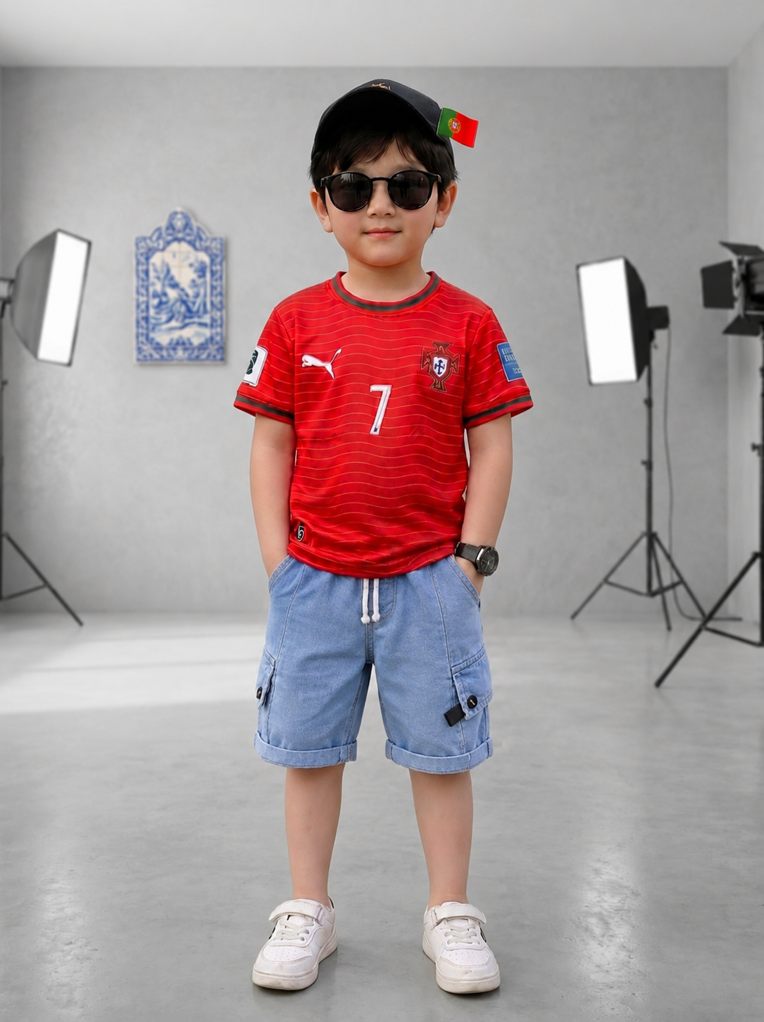 Portugal World Cup T-shirt And Jeans Pant Set 5-12 Year
