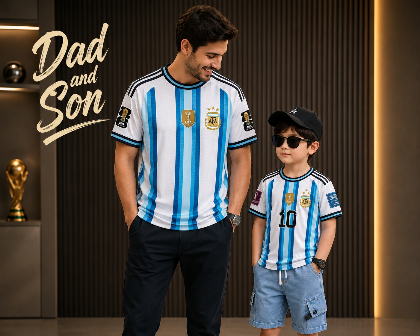 বাবা ছেলে 2 পিস কম্বো টি শার্ট Argentina jercy